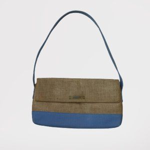 DKNY Vintage Shoulder Bag Straw Blue Canvas